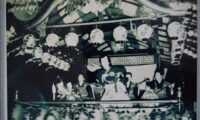 大宮の祇園祭に余興として行われた 屋台上での常磐津「将門」／昭和25年頃