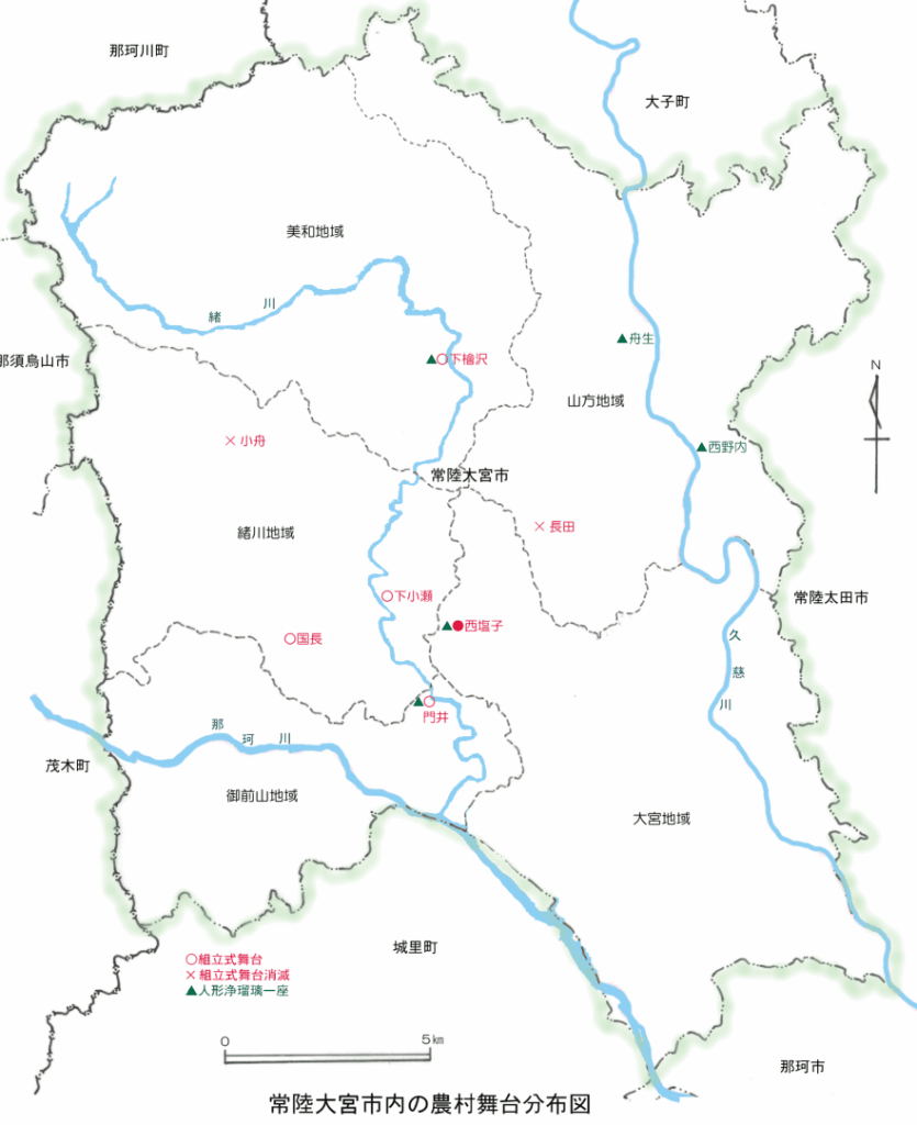 その他の組立式舞台:常陸大宮市のその他の農村舞台分布図